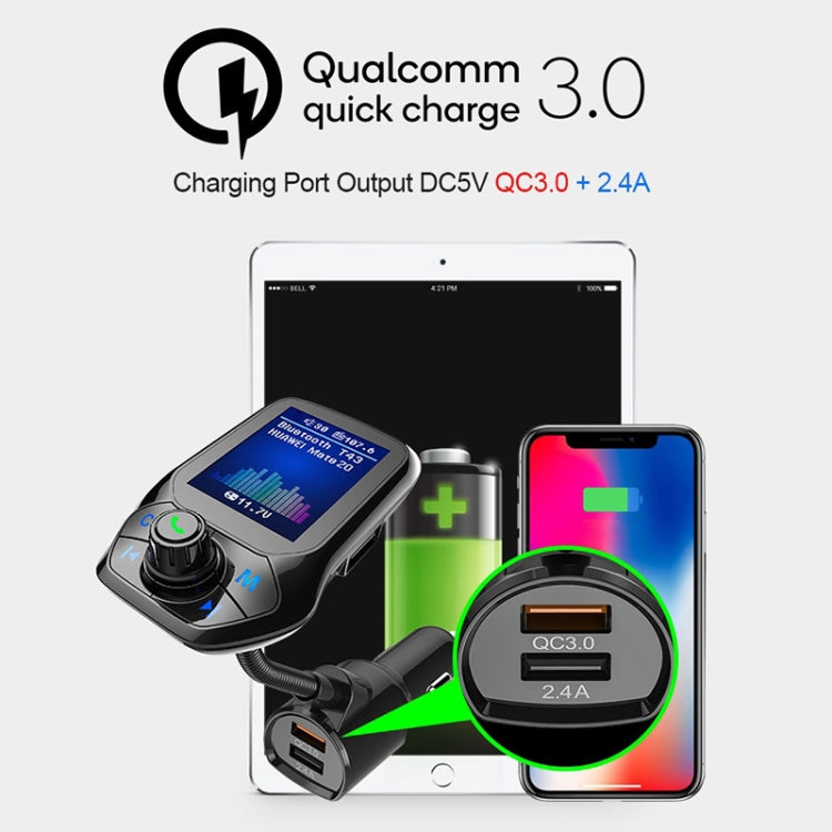 T43 Car Bluetooth Mp3 Multi-function Large Color Screen QC3.0 Bluetooth Car Charge Lossless Car Bluetooth Player - Bluetooth Car Kits by PMC TechLife | Online Shopping South Africa | PMC TechLife