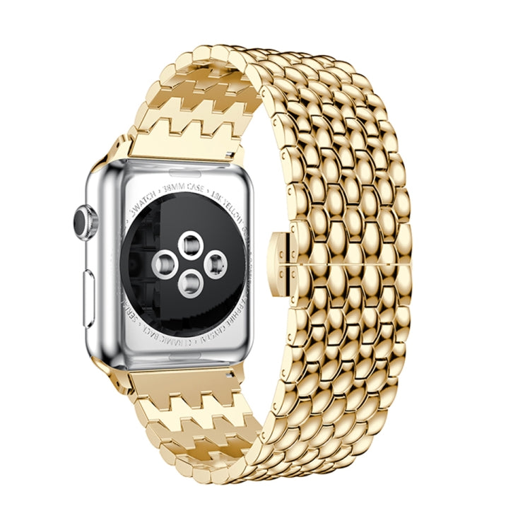 Dragon Grain Solid Stainless Steel Wrist Strap Watch Band for Apple Watch Series 3 & 2 & 1 38mm(Gold) - Watch Bands by PMC TechLife | Online Shopping South Africa | PMC TechLife | Buy Now Pay Later Mobicred