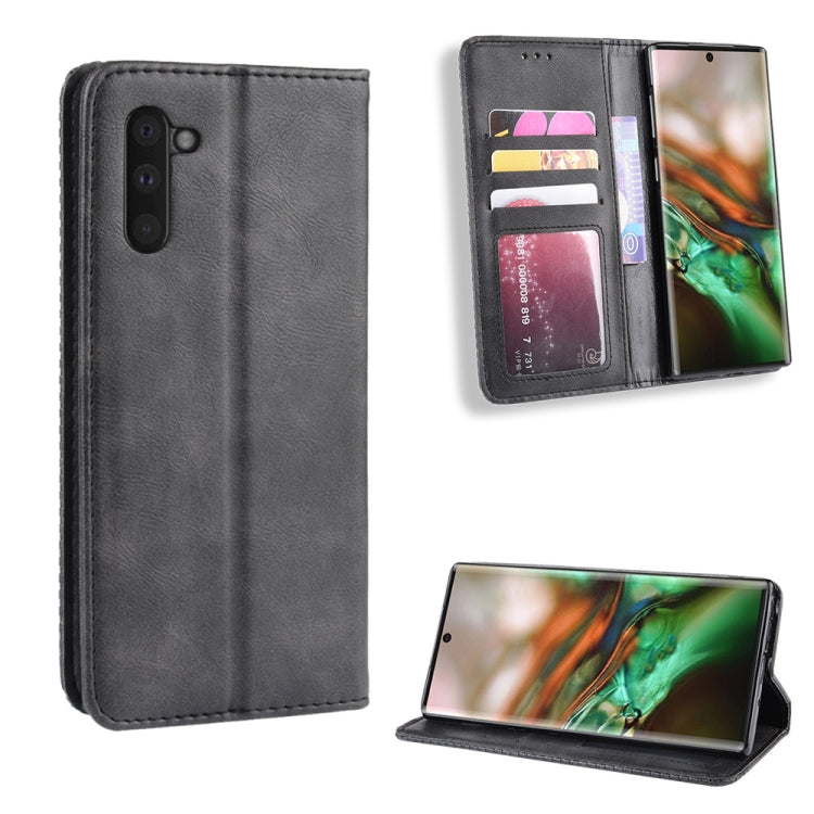 Magnetic Buckle Retro Crazy Horse Texture Horizontal Flip Leather Case for Galaxy Note 10 , with Holder & Card Slots & Photo Frame(Black) - Galaxy Phone Cases by PMC TechLife | Online Shopping South Africa | PMC TechLife