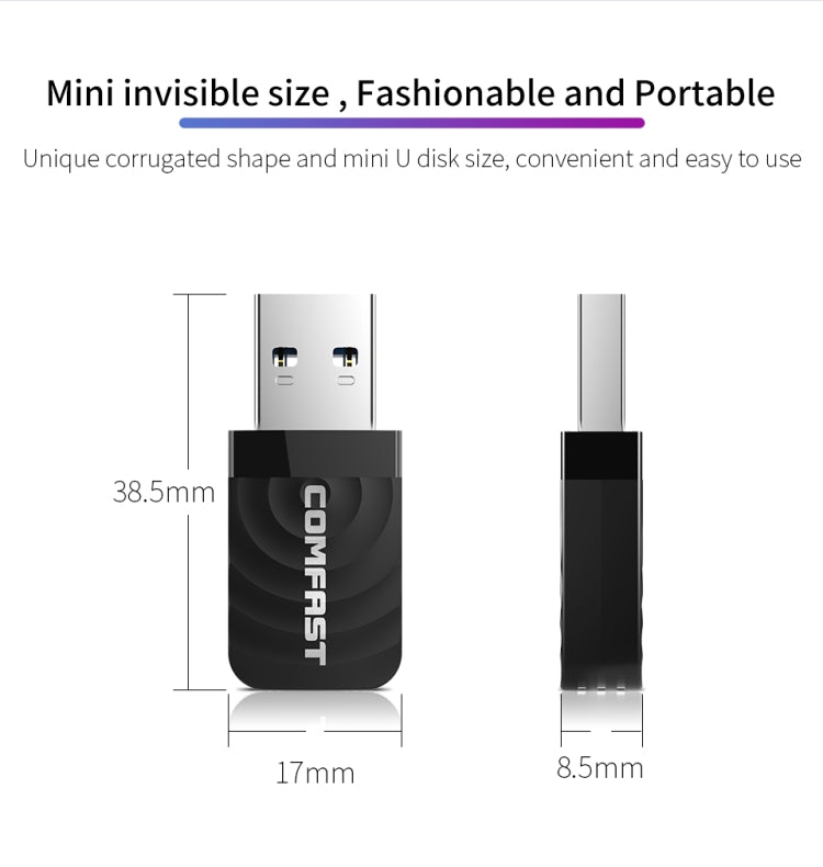 COMFAST CF-812AC 1300 Mbps Dual Band Mini USB WiFi Adapter - free shipping - PMC TechLife - Order now!
