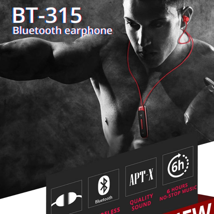 BT315 Sport Bluetooth Headset Wireless Stereo Earphone Bluetooth 4.1 Earpiece With Mic Sport Bass Magnetic Necklace Earpiece(Red) - Sport Earphone by PMC TechLife | Online Shopping South Africa | PMC TechLife