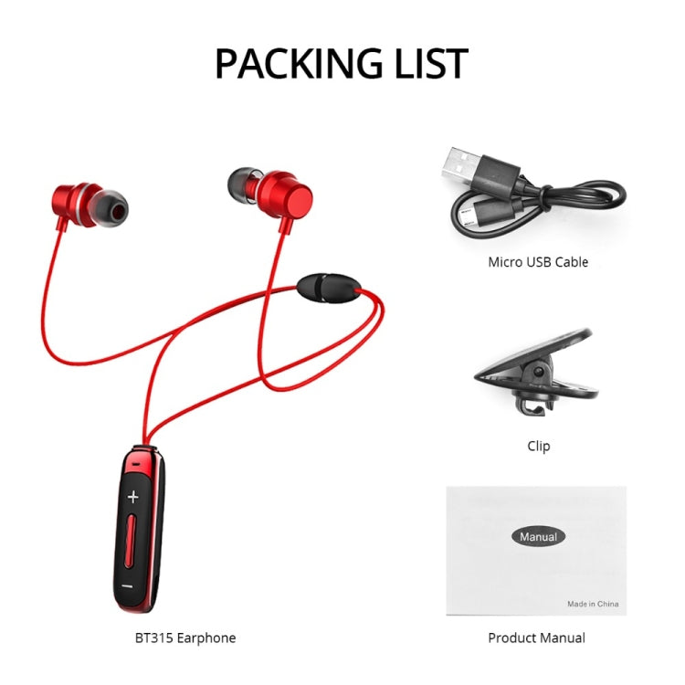 BT315 Sport Bluetooth Headset Wireless Stereo Earphone Bluetooth 4.1 Earpiece With Mic Sport Bass Magnetic Necklace Earpiece(Blue) - Sport Earphone by PMC TechLife | Online Shopping South Africa | PMC TechLife