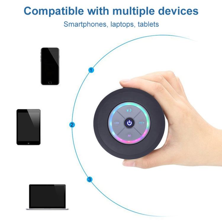 BTS-09 Wireless Bluetooth Speaker Waterproof Led FM Radio Subwoofer Bluetooth Column TF Card Suction Cup Mini Shower Speaker(Black) - free shipping - PMC TechLife - Order now!