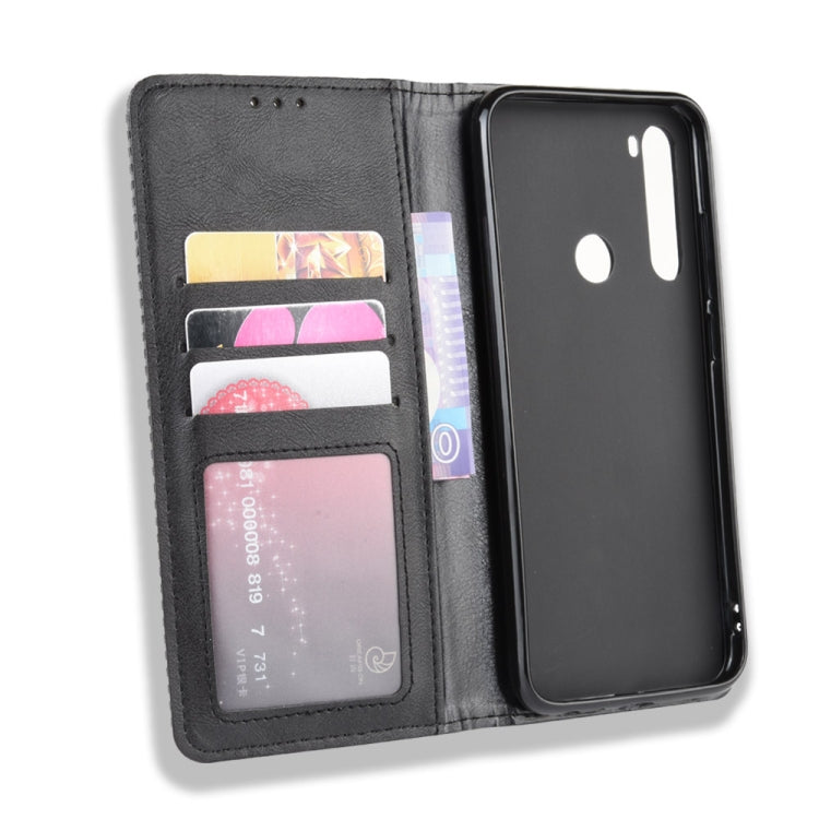 For Xiaomi Redmi Note 8 Magnetic Buckle Retro Crazy Horse Texture Horizontal Flip Leather Case  , with Holder & Card Slots & Photo Frame(Black) - Xiaomi Cases by PMC TechLife | Online Shopping South Africa | PMC TechLife