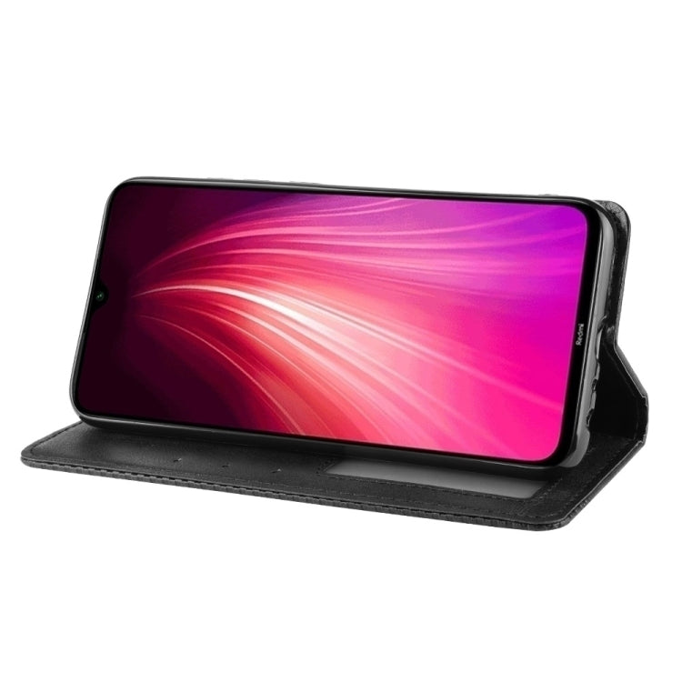 For Xiaomi Redmi Note 8 Magnetic Buckle Retro Crazy Horse Texture Horizontal Flip Leather Case  , with Holder & Card Slots & Photo Frame(Black) - Xiaomi Cases by PMC TechLife | Online Shopping South Africa | PMC TechLife