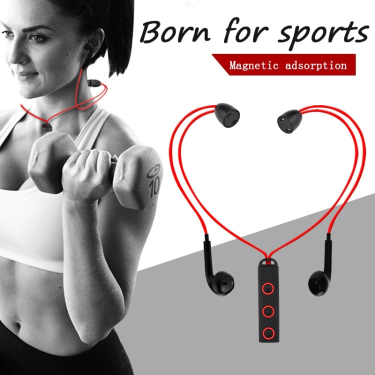 BT313 Magnetic Earbuds Sport Wireless Headphone Handsfree bluetooth HD Stereo Bass Headsets with Mic(Red) - Sport Earphone by PMC TechLife | Online Shopping South Africa | PMC TechLife