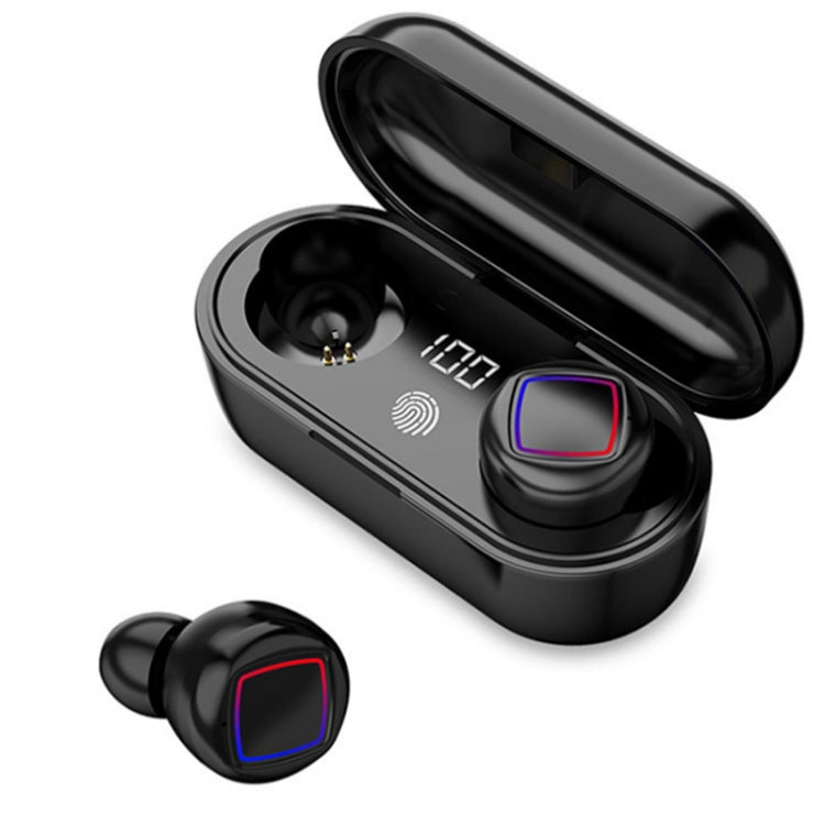 TWS Fingerprint Touch Bluetooth Headset LED Battery Display With Charging Bin(Black) - TWS Earphone by PMC TechLife | Online Shopping South Africa | PMC TechLife