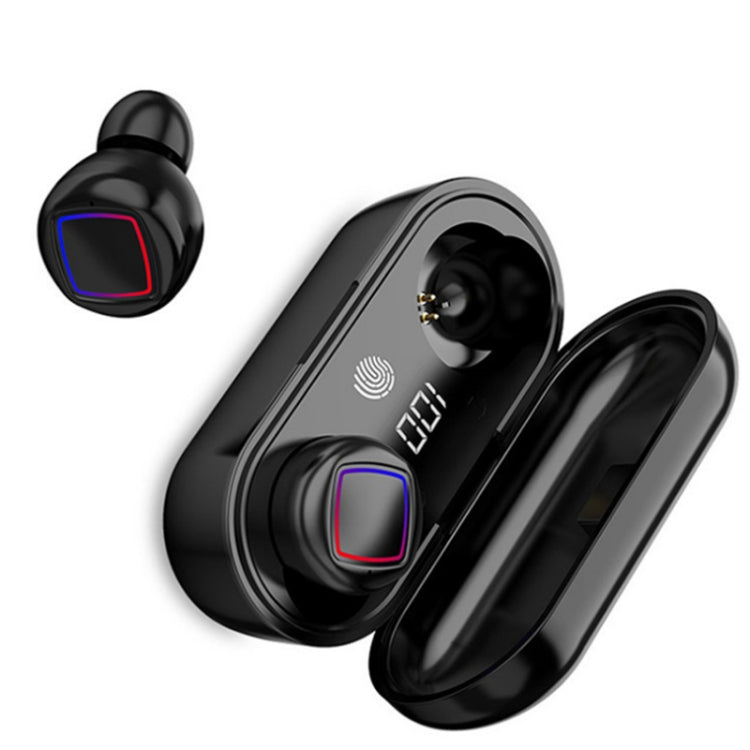 TWS Fingerprint Touch Bluetooth Headset LED Battery Display With Charging Bin(Black) - TWS Earphone by PMC TechLife | Online Shopping South Africa | PMC TechLife