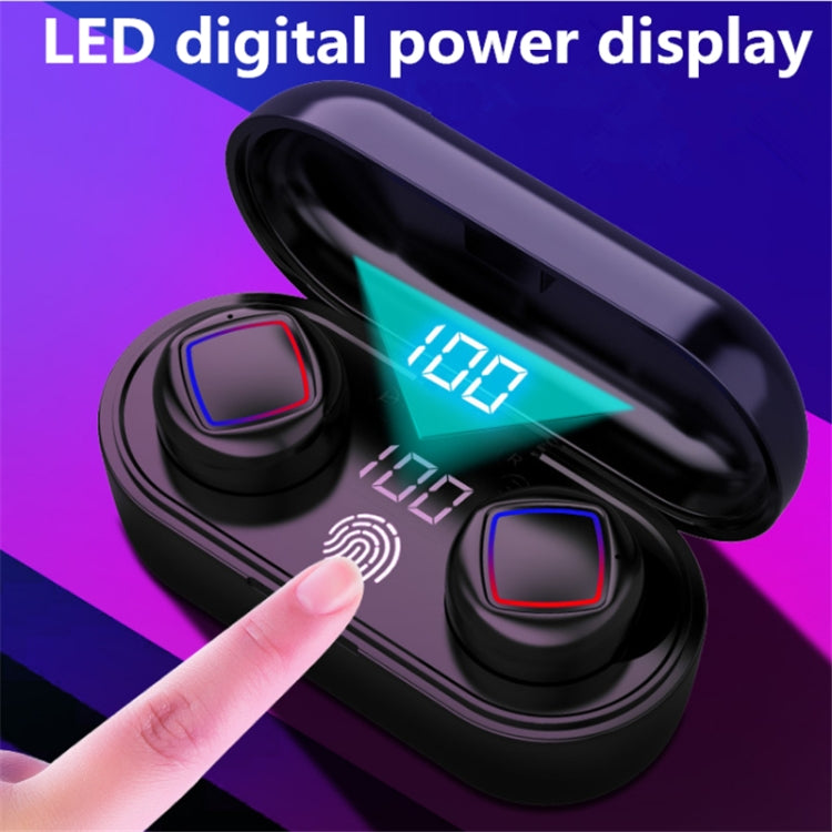 TWS Fingerprint Touch Bluetooth Headset LED Battery Display With Charging Bin(Black) - TWS Earphone by PMC TechLife | Online Shopping South Africa | PMC TechLife