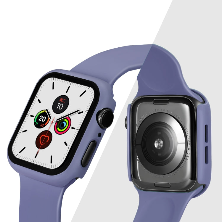 ENKAY Hat-prince Full Coverage PC Case + Tempered Glass Protector for Apple Watch Series 5 / 4 44mm(Blue) - Watch Cases by ENKAY | Online Shopping South Africa | PMC TechLife | Buy Now Pay Later Mobicred