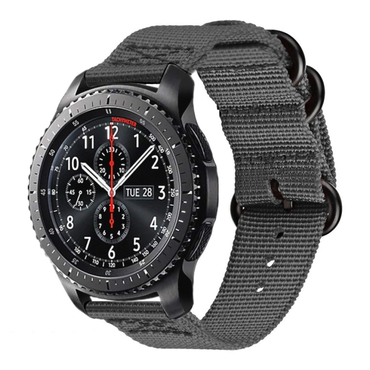 For Samsung Galaxy Watch Active 2 18mm / Gear S3 Nylon Three-ring Watch Band(Gray) - Watch Bands by PMC TechLife | Online Shopping South Africa | PMC TechLife | Buy Now Pay Later Mobicred