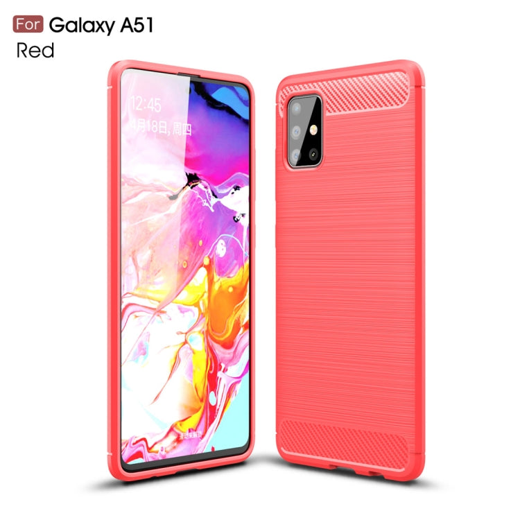 For Galaxy A51 Brushed Texture Carbon Fiber TPU Case(Red) - free shipping - PMC TechLife - Order now!