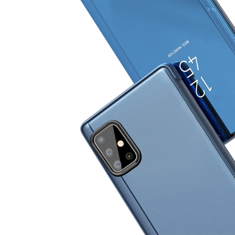 For Galaxy A71 Plated Mirror Horizontal Flip Leather with Stand Mobile Phone Holster(Blue) - Galaxy Phone Cases by PMC TechLife | Online Shopping South Africa | PMC TechLife | Buy Now Pay Later Mobicred