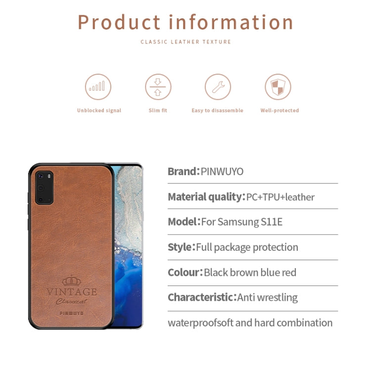 For Galaxy S20 PINWUYO Pin Rui Series Classical Leather, PC + TPU + PU Leather Waterproof And Anti-fall All-inclusive Protective Shell(Brown) - Galaxy Phone Cases by PINWUYO | Online Shopping South Africa | PMC TechLife | Buy Now Pay Later Mobicred