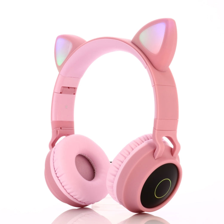 BT028C Cute Cat Ear Bluetooth 5.0 Headphones Foldable On-Ear Stereo Wireless Headset Headphone with Mic / LED Light / FM Radio / TF Card(Pink) - Headset & Headphone by PMC TechLife | Online Shopping South Africa | PMC TechLife
