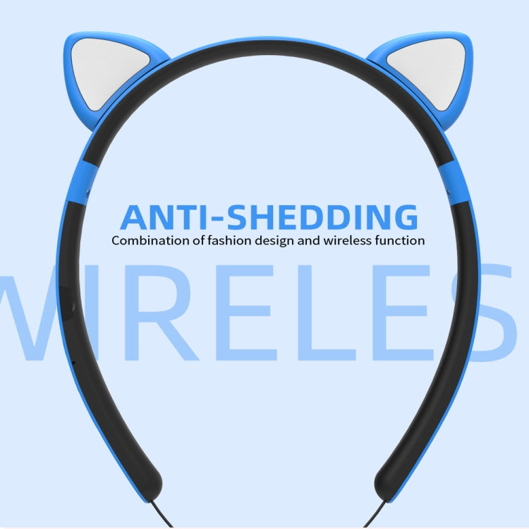 ZW29 Cat Ear Stereo Sound HIFI Fashion Outdoor Portable Sports Wireless  Bluetooth Headset with Mic & LED Light Glowing(Purple) - Neck-mounted Earphone by PMC TechLife | Online Shopping South Africa | PMC TechLife