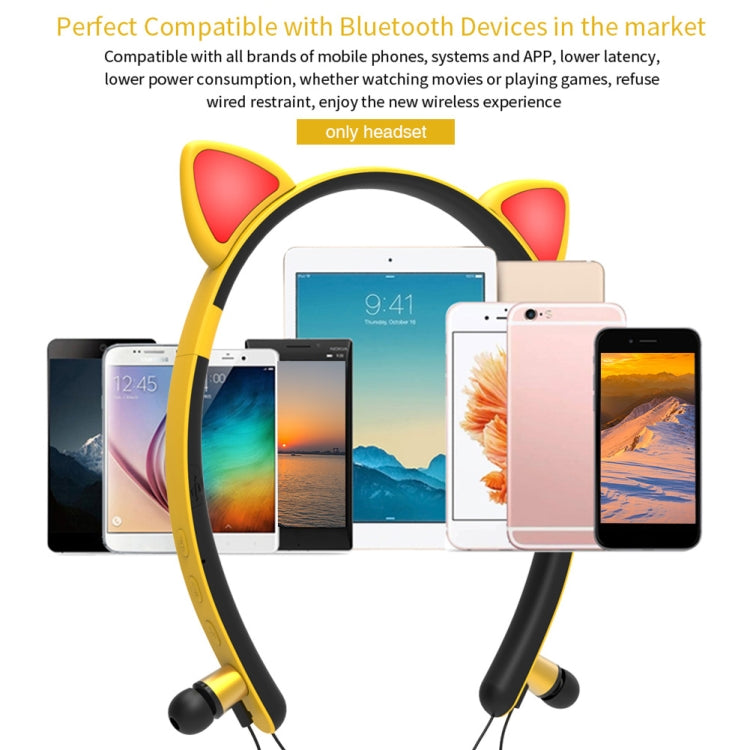 ZW29 Cat Ear Stereo Sound HIFI Fashion Outdoor Portable Sports Wireless  Bluetooth Headset with Mic & LED Light Glowing(Purple) - Neck-mounted Earphone by PMC TechLife | Online Shopping South Africa | PMC TechLife