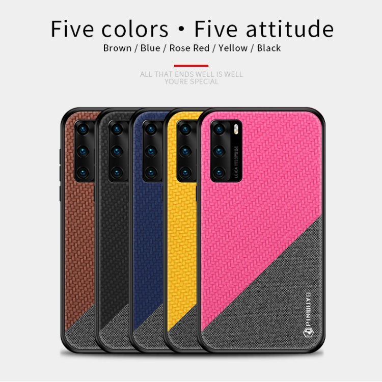For Huawei P40 PINWUYO Rong Series  Shockproof PC + TPU+ Chemical Fiber Cloth Protective Cover(Brown) - Huawei Cases by PINWUYO | Online Shopping South Africa | PMC TechLife | Buy Now Pay Later Mobicred