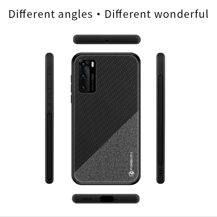 For Huawei P40 PINWUYO Rong Series  Shockproof PC + TPU+ Chemical Fiber Cloth Protective Cover(Brown) - Huawei Cases by PINWUYO | Online Shopping South Africa | PMC TechLife | Buy Now Pay Later Mobicred