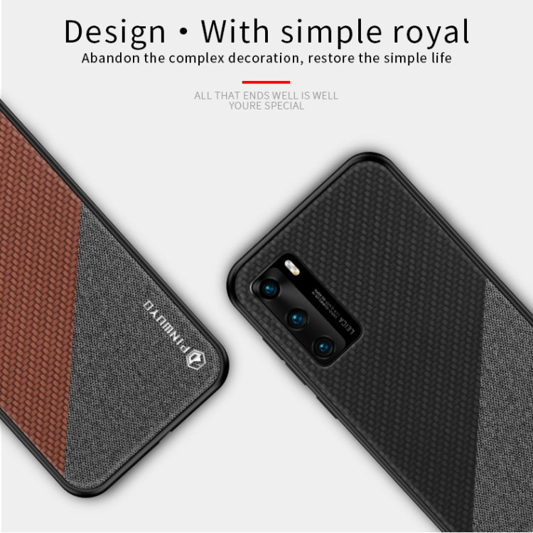 For Huawei P40 PINWUYO Rong Series  Shockproof PC + TPU+ Chemical Fiber Cloth Protective Cover(Red) - Huawei Cases by PINWUYO | Online Shopping South Africa | PMC TechLife | Buy Now Pay Later Mobicred