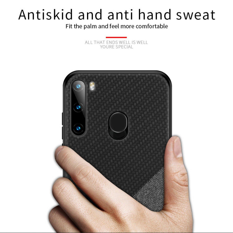 For Galaxy A21 PINWUYO Rong Series  Shockproof PC + TPU+ Chemical Fiber Cloth Protective Cover(Brown) - Galaxy Phone Cases by PINWUYO | Online Shopping South Africa | PMC TechLife | Buy Now Pay Later Mobicred