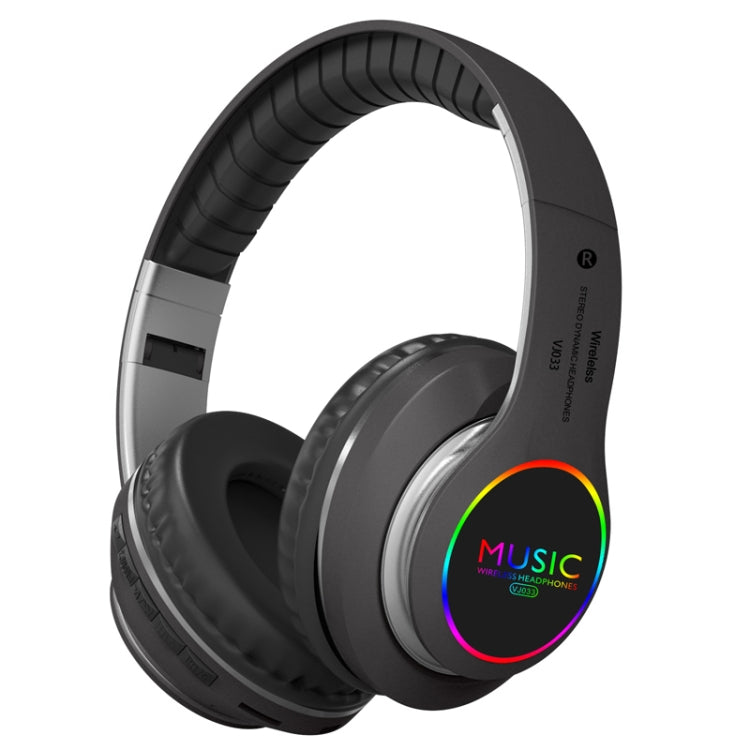 VJ033 Multi-function Upgrade Bluetooth 5.0 Headset Stereo Wireless LED Microphone FM Radio Headset(Gray) - Headset & Headphone by PMC TechLife | Online Shopping South Africa | PMC TechLife