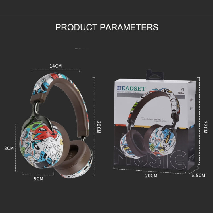 VJ086 Graffiti Headset Wireless Sports Bluetooth Headset Water Transfer Color Print Headset, Support TF, FM(Dazzle Colour) - Headset & Headphone by PMC TechLife | Online Shopping South Africa | PMC TechLife