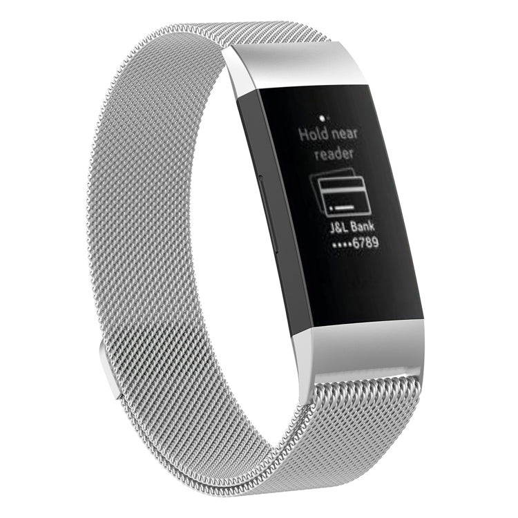 Stainless Steel Magnet Watch Band for FITBIT Charge 4 / 3, Large Size: 210x18mm(Silver) - Watch Bands by PMC TechLife | Online Shopping South Africa | PMC TechLife | Buy Now Pay Later Mobicred