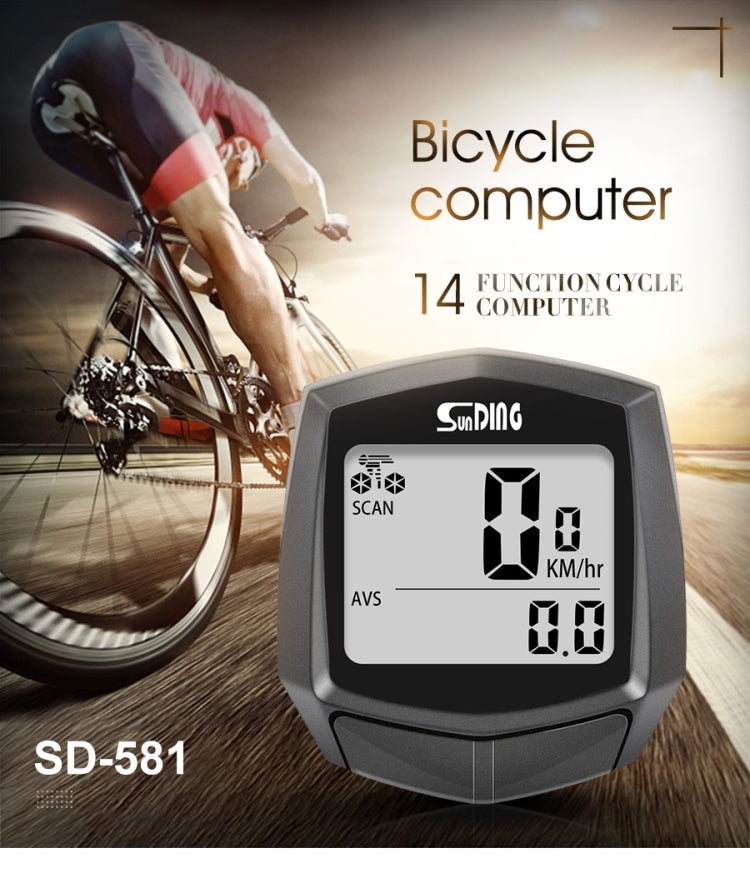 SUNDING SD-581A Bike Wired Computer Speedometer Odometer Cycling Bicycle Waterproof Measurable Temperature Stopwatch - Speedometers by SUNDING | Online Shopping South Africa | PMC TechLife | Buy Now Pay Later Mobicred