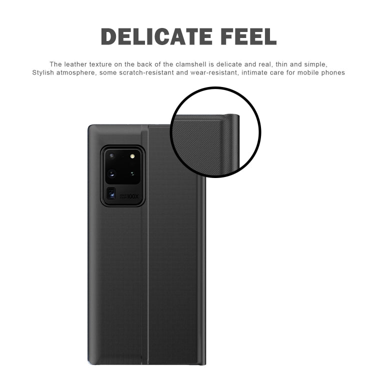 For Galaxy S20 Ultra Side Display Magnetic Horizontal Flip Plain Texture Cloth + PC Case with Holder & Sleep / Wake-up Function(Black) - free shipping - PMC TechLife - Order now!
