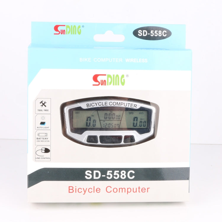 SUNDING SD-558C Bicycle Computer Wireless Digital LCD Backlight Road Speedometer Stopwatch Speedometer - Speedometers by SUNDING | Online Shopping South Africa | PMC TechLife | Buy Now Pay Later Mobicred