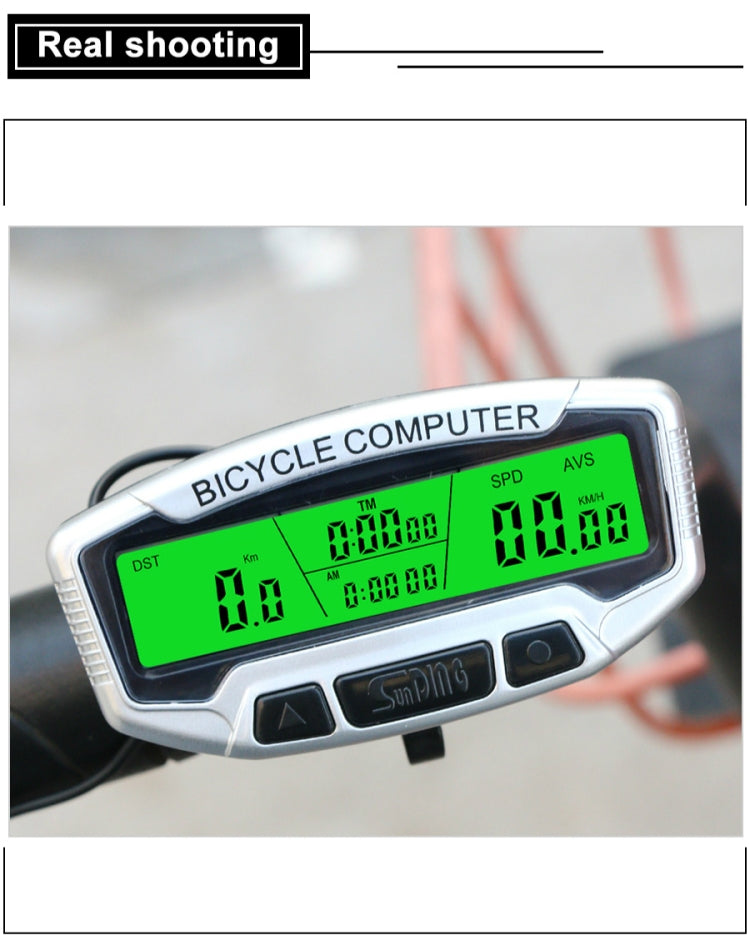 SUNDING SD-558C Bicycle Computer Wireless Digital LCD Backlight Road Speedometer Stopwatch Speedometer - Speedometers by SUNDING | Online Shopping South Africa | PMC TechLife | Buy Now Pay Later Mobicred