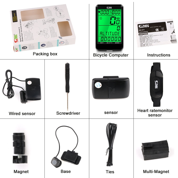 SUNDING SD-577C  Cycling Computer LCD Backlight Waterproof Wireless Stopwatch MTB Bike Odometer Stopwatch Bicycle Speedometer - free shipping - PMC TechLife - Order now!