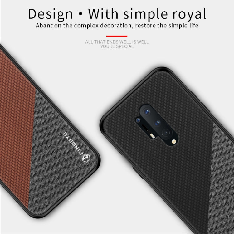 For Oneplus 8 Pro PINWUYO Rong Series  Shockproof PC + TPU+ Chemical Fiber Cloth Protective Cover(Brown) - free shipping - PMC TechLife - Order now!