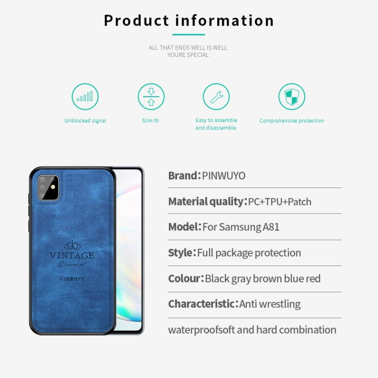 For Galaxy A81 / Note10 Lite PINWUYO Zun Series PC + TPU + Skin Waterproof And Anti-fall All-inclusive Protective Shell(Gray) - free shipping - PMC TechLife - Order now!