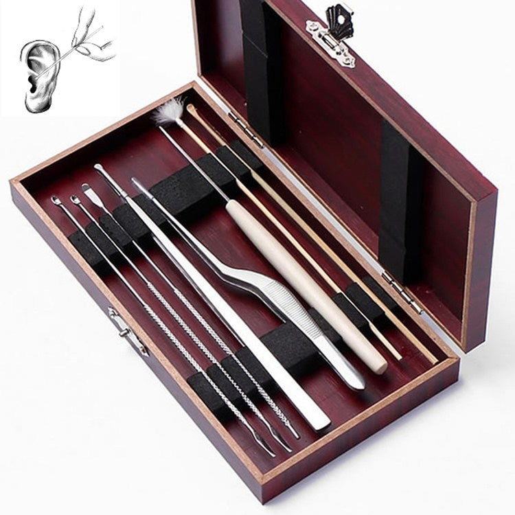 8-in-1 Wooden Box Ear Picking Tool Set - Ear Care Tools by PMC TechLife | Online Shopping South Africa | PMC TechLife