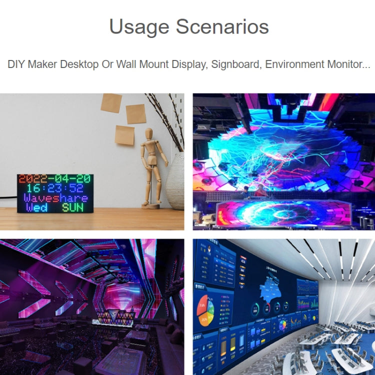 Waveshare RGB Full-color LED Matrix Panel, 2.5mm Pitch, 64x32 Pixels, Adjustable Brightness, 23707 - free shipping - PMC TechLife - Order now!