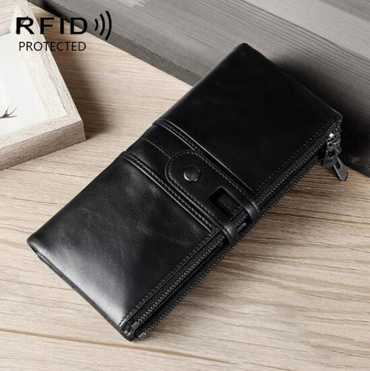 Ladies Genuine Leather Long Wallet Anti-theft Card Bag Multifunctional Clutch Bag(Black) - free shipping - PMC TechLife - Order now!