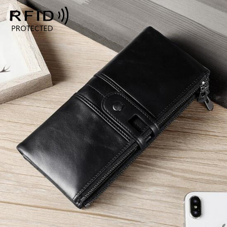 Ladies Genuine Leather Long Wallet Anti-theft Card Bag Multifunctional Clutch Bag(Black) - free shipping - PMC TechLife - Order now!