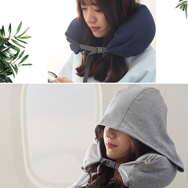 Portable Airplane Travel U-shaped Hooded Pillow Nap Time Neck Pillow(Dark Grey) - Cushions & Pillows by PMC TechLife | Online Shopping South Africa | PMC TechLife | Buy Now Pay Later Mobicred