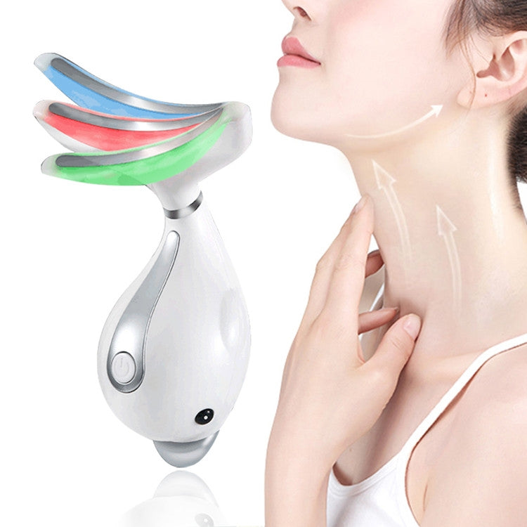 Electric Dolphin Neck Massager Wrinkle Removal Handheld Vibration Neck Face Massage Beauty Instrument Tool(Pearl White) - free shipping - PMC TechLife - Order now!