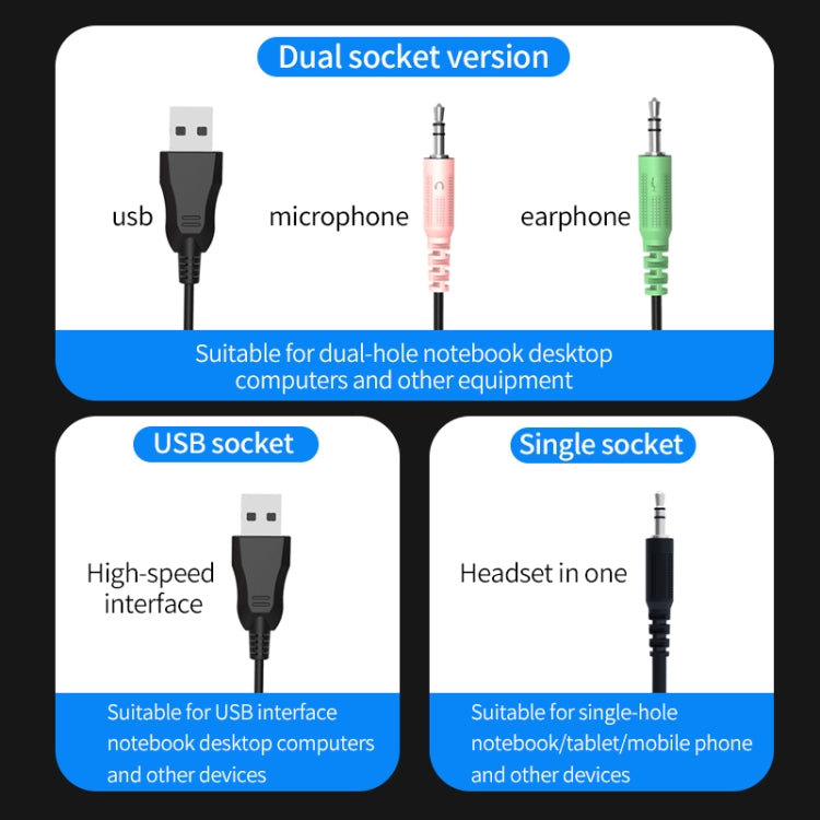 PANTSAN PSH-400 USB Computer Head-Mounted Luminous RGB Wired Headset, Specification:3.5mm Single Plug - Multimedia Headset by PANTSAN | Online Shopping South Africa | PMC TechLife