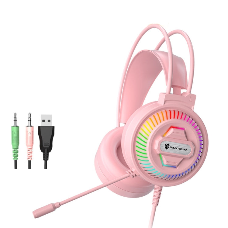 PANTSAN PSH-400 USB Computer Head-Mounted Luminous RGB Wired Headset, Specification:3.5mm Pink - Multimedia Headset by PANTSAN | Online Shopping South Africa | PMC TechLife | Buy Now Pay Later Mobicred
