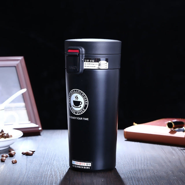 Stainless Steel Thermos Cups Insulated Tumbler, Capacity:380ml(BLACK) - free shipping - PMC TechLife - Order now!