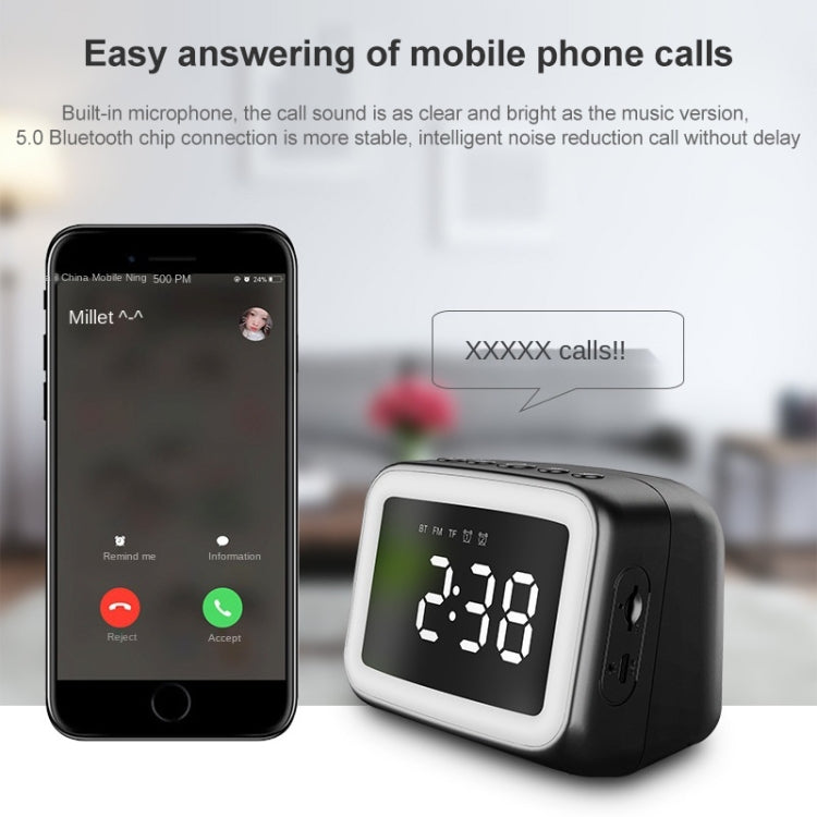 AEC BT-511 Mini LED HD Mirror Bluetooth Speaker, Support 32GB TF Card & 3.5mm AUX & Dual Alarm Clock & Real-time Temperature & Hands-free Calling(Black) - free shipping - PMC TechLife - Order now!