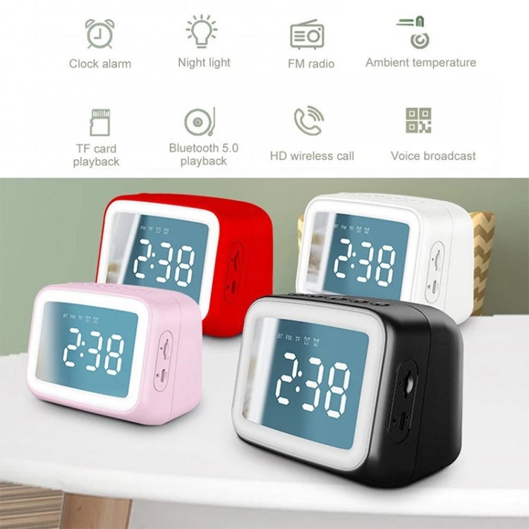 AEC BT-511 Mini LED HD Mirror Bluetooth Speaker, Support 32GB TF Card & 3.5mm AUX & Dual Alarm Clock & Real-time Temperature & Hands-free Calling(Red) - Mini Speaker by AEC | Online Shopping South Africa | PMC TechLife | Buy Now Pay Later Mobicred