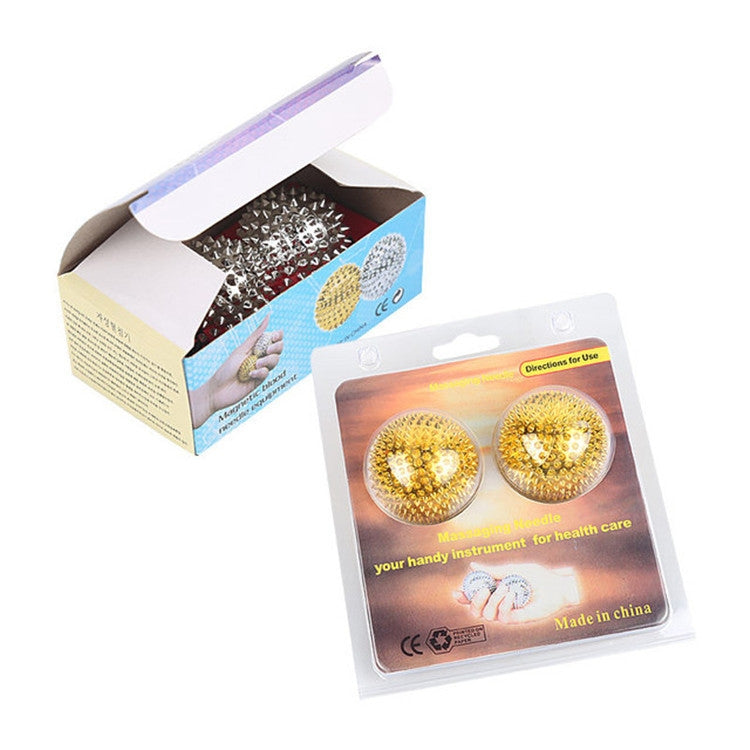 1 Pair Magnetic Massage Ball Relax Muscle Finger Plantar Pressure Massage Stab Ball, Size:3.2cm(Gold) - free shipping - PMC TechLife - Order now!