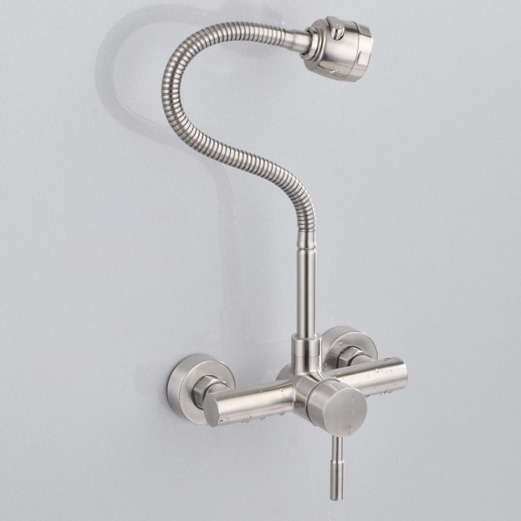 Stainless Steel Material Wall Mounted Kitchen Sink Mixer Faucet Free Rotation Hose Water Tap - Faucets & Accessories by PMC TechLife | Online Shopping South Africa | PMC TechLife