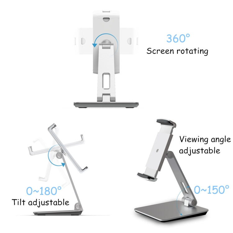 AP-7X Universal Aluminum Stand Desk Mount Holder for 4.7-9.7 inch Phone & Tablet PC(Silver Gray) - Desktop Holder by PMC TechLife | Online Shopping South Africa | PMC TechLife