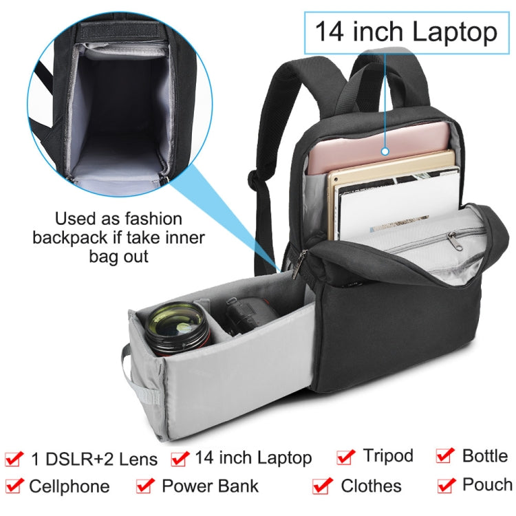 CADeN L4 Double-layer Casual Computer Backpack Multi-function Digital Camera Bag (Black) - free shipping - PMC TechLife - Order now!